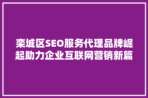 栾城区SEO服务代理品牌崛起助力企业互联网营销新篇章