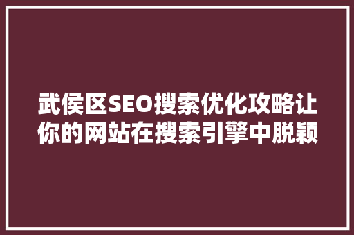 武侯区SEO搜索优化攻略让你的网站在搜索引擎中脱颖而出