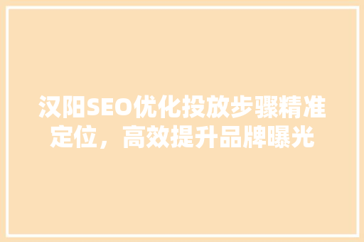 汉阳SEO优化投放步骤精准定位，高效提升品牌曝光
