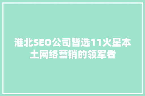 淮北SEO公司皆选11火星本土网络营销的领军者