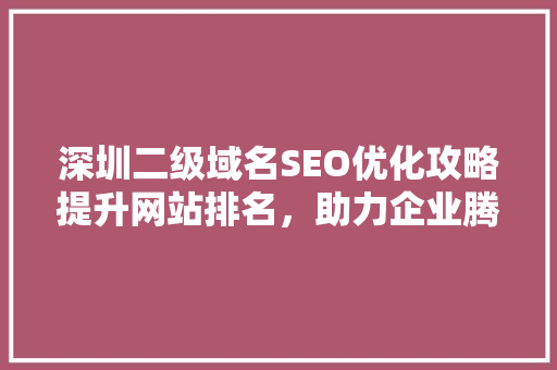 深圳二级域名SEO优化攻略提升网站排名，助力企业腾飞