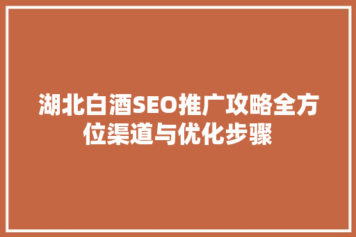 湖北白酒SEO推广攻略全方位渠道与优化步骤