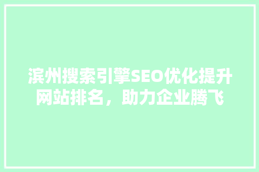 滨州搜索引擎SEO优化提升网站排名，助力企业腾飞