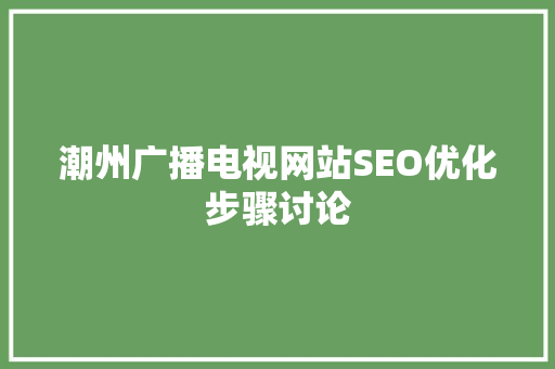 潮州广播电视网站SEO优化步骤讨论