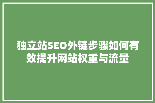 独立站SEO外链步骤如何有效提升网站权重与流量