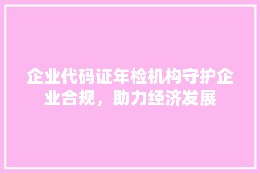 企业代码证年检机构守护企业合规，助力经济发展