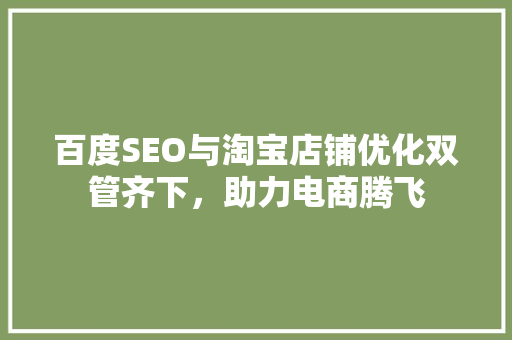 百度SEO与淘宝店铺优化双管齐下，助力电商腾飞