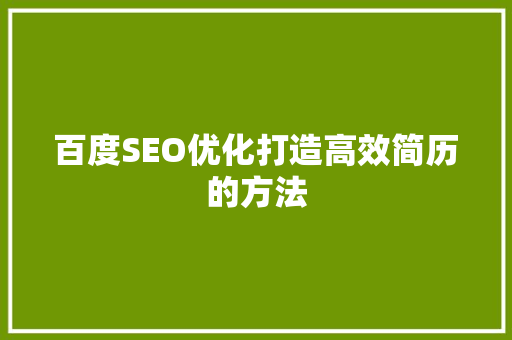 百度SEO优化打造高效简历的方法