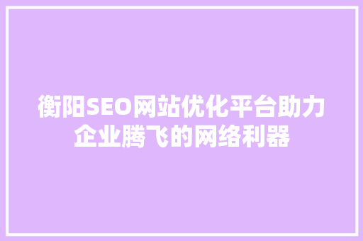 衡阳SEO网站优化平台助力企业腾飞的网络利器