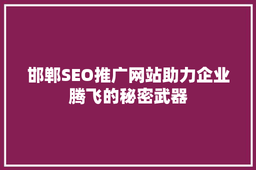 邯郸SEO推广网站助力企业腾飞的秘密武器