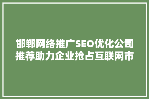 邯郸网络推广SEO优化公司推荐助力企业抢占互联网市场制高点