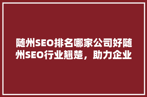 随州SEO排名哪家公司好随州SEO行业翘楚，助力企业腾飞