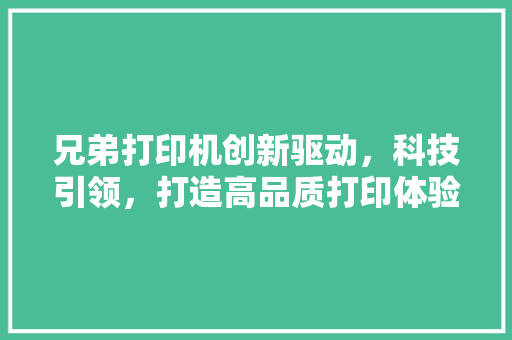 兄弟打印机创新驱动，科技引领，打造高品质打印体验