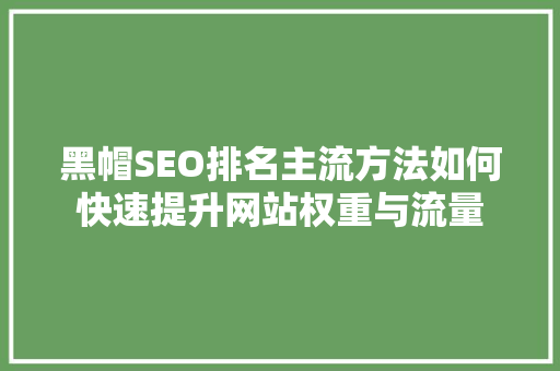 黑帽SEO排名主流方法如何快速提升网站权重与流量