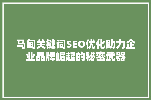 马甸关键词SEO优化助力企业品牌崛起的秘密武器
