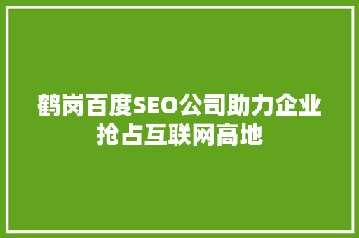 鹤岗百度SEO公司助力企业抢占互联网高地