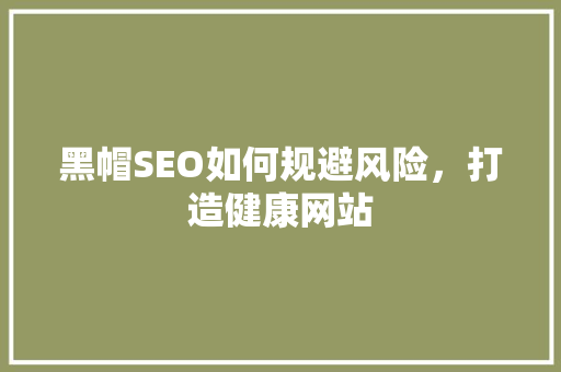 黑帽SEO如何规避风险，打造健康网站