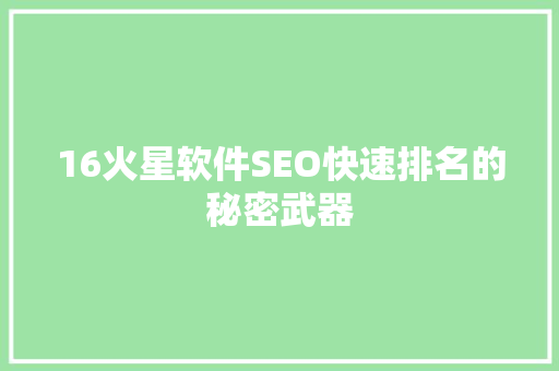 16火星软件SEO快速排名的秘密武器
