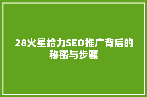 28火星给力SEO推广背后的秘密与步骤
