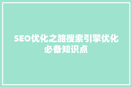 SEO优化之路搜索引擎优化必备知识点  第1张