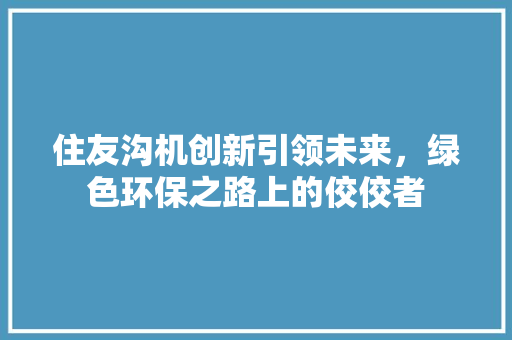 住友沟机创新引领未来，绿色环保之路上的佼佼者