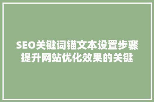 SEO关键词锚文本设置步骤提升网站优化效果的关键