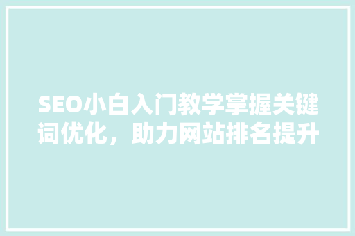 SEO小白入门教学掌握关键词优化，助力网站排名提升
