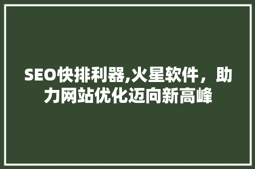 SEO快排利器,火星软件，助力网站优化迈向新高峰