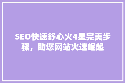 SEO快速舒心火4星完美步骤，助您网站火速崛起