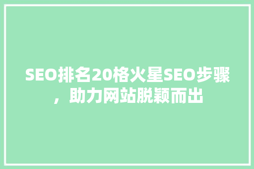 SEO排名20格火星SEO步骤，助力网站脱颖而出