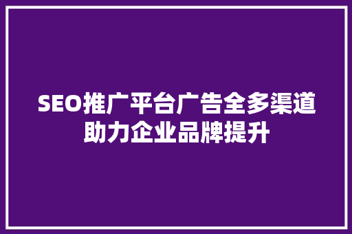 SEO推广平台广告全多渠道助力企业品牌提升  第1张