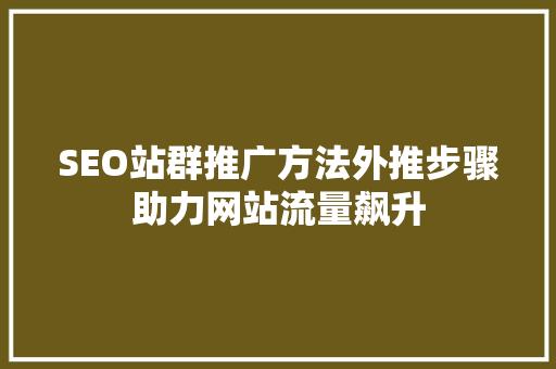 SEO站群推广方法外推步骤助力网站流量飙升  第1张