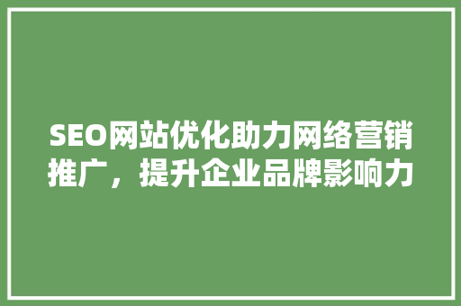 SEO网站优化助力网络营销推广，提升企业品牌影响力  第1张