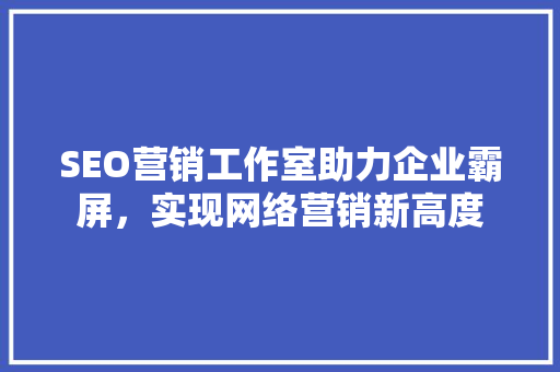 SEO营销工作室助力企业霸屏，实现网络营销新高度