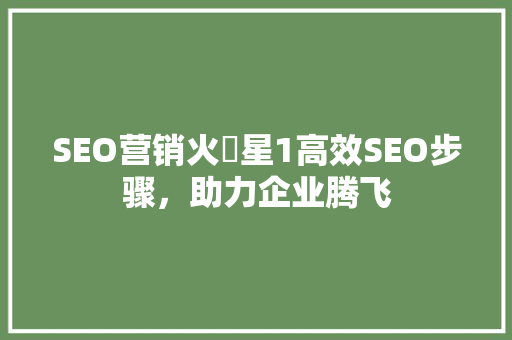 SEO营销火亅星1高效SEO步骤，助力企业腾飞
