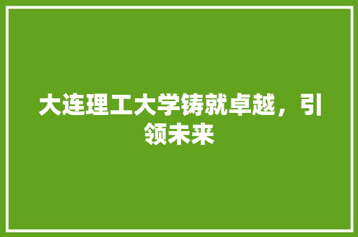 大连理工大学铸就卓越，引领未来