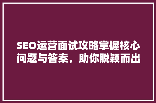 SEO运营面试攻略掌握核心问题与答案，助你脱颖而出