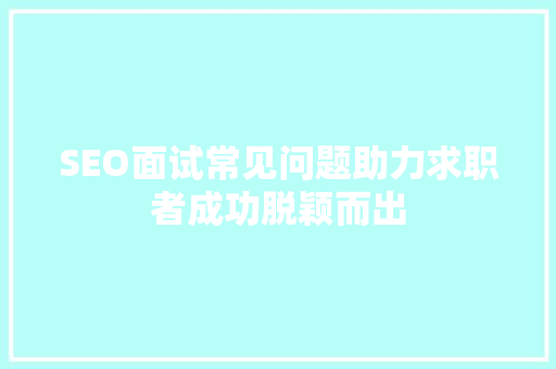 SEO面试常见问题助力求职者成功脱颖而出