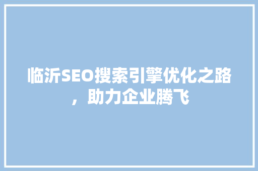临沂SEO搜索引擎优化之路，助力企业腾飞