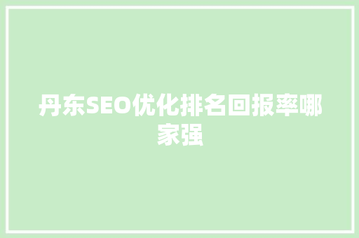 丹东SEO优化排名回报率哪家强  第1张