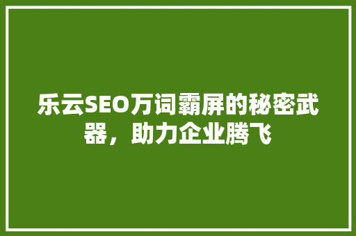 乐云SEO万词霸屏的秘密武器，助力企业腾飞