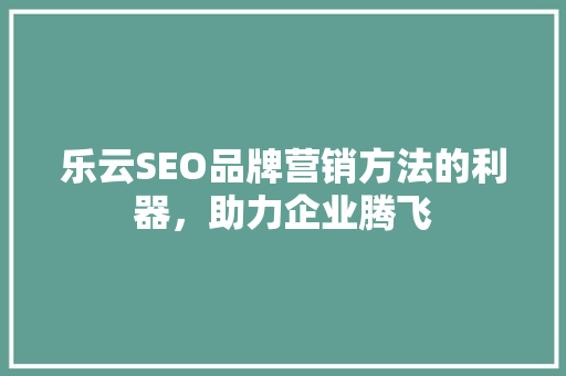 乐云SEO品牌营销方法的利器，助力企业腾飞