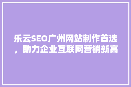 乐云SEO广州网站制作首选，助力企业互联网营销新高度
