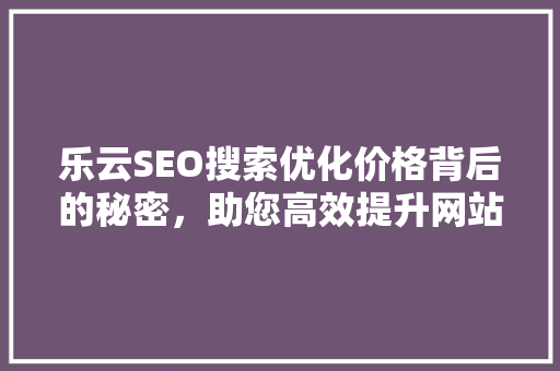 乐云SEO搜索优化价格背后的秘密，助您高效提升网站排名