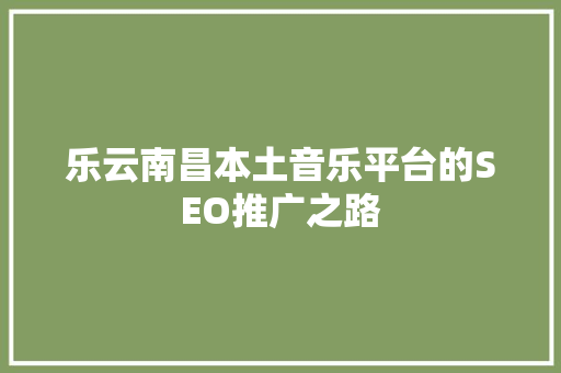 乐云南昌本土音乐平台的SEO推广之路