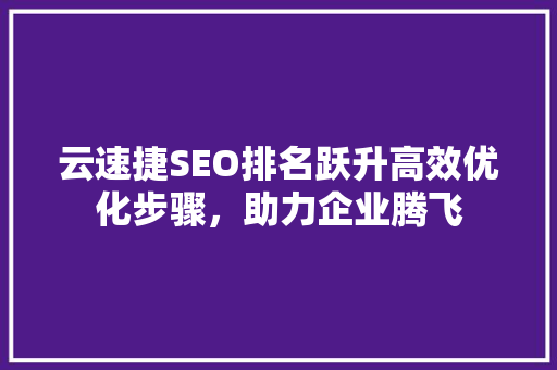 云速捷SEO排名跃升高效优化步骤，助力企业腾飞
