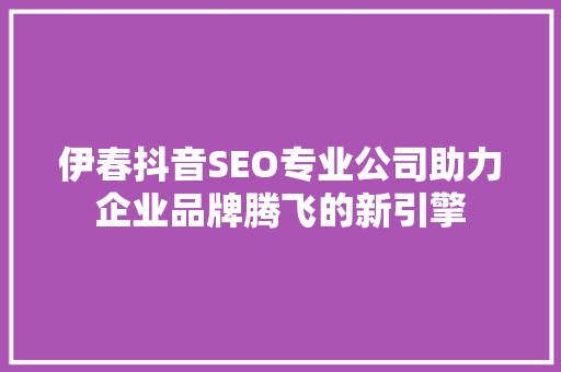 伊春抖音SEO专业公司助力企业品牌腾飞的新引擎