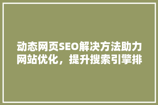 动态网页SEO解决方法助力网站优化，提升搜索引擎排名  第1张