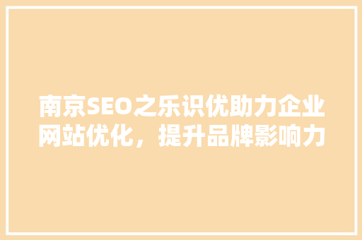 南京SEO之乐识优助力企业网站优化，提升品牌影响力