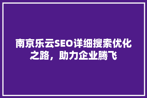 南京乐云SEO详细搜索优化之路，助力企业腾飞